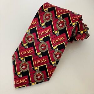 USMC US Marine Corps Emblem Red Diamond Silk Tie LONG 58x4